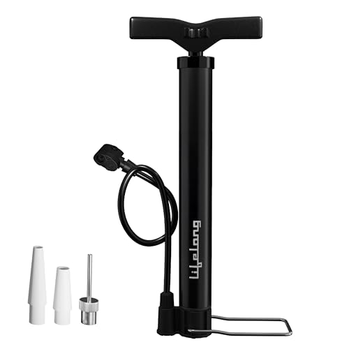 Lifelong Bicycle Air Pump with Needle and Dual Valve | Portable 32 cm with High Pressure Output, Sturdy Steel Tube, Ergonomic Handle and Stable Base | Balls, Tubes and More (Black) - Image 1