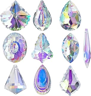 HD H&D 10pcs Coloful Crystal Chandelier Lamp Lighting Drops Pendants Prisms Hanging Glass Prisms Parts Suncatcher Home Car - Image 1