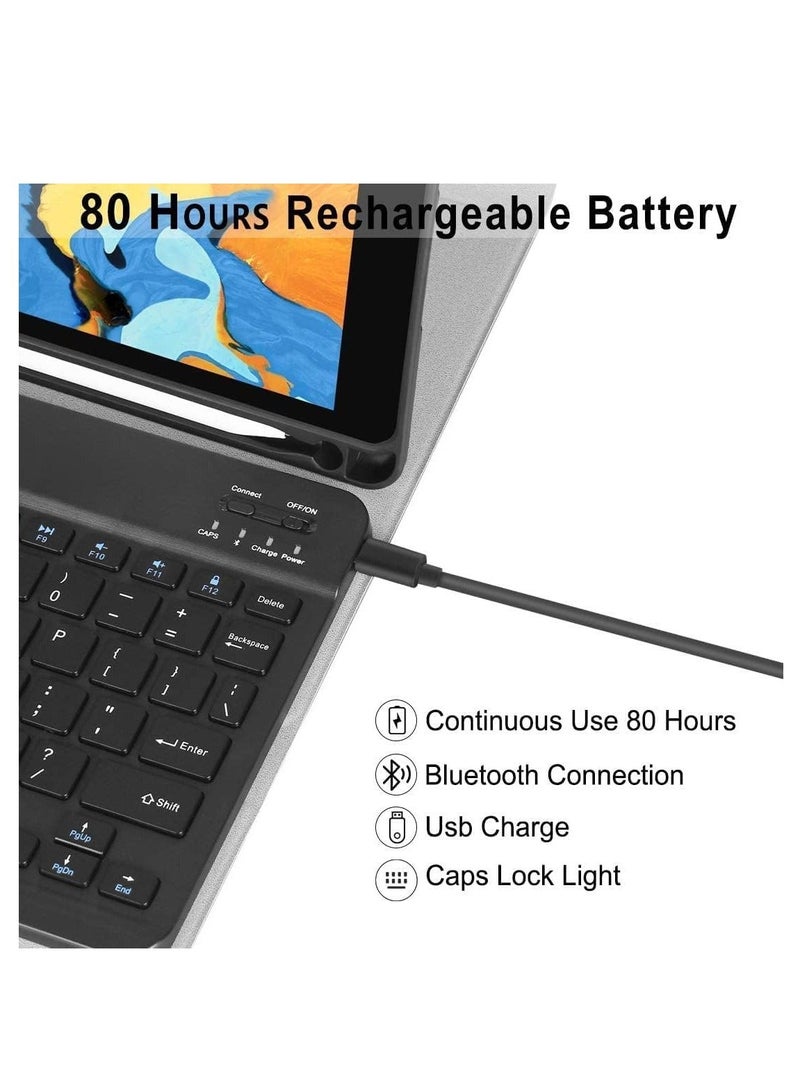 MUNTAQI حافظة لوحة مفاتيح لجهاز iPad الجيل التاسع (2021)/الجيل الثامن/الجيل السابع 10.2 بوصة، لاسلكية قابلة للفصل مع حامل قلم، غطاء لوحة مفاتيح فولي لجهاز iPad الجديد الجيل التاسع/الجيل الثامن/الجيل السابع - Image 4