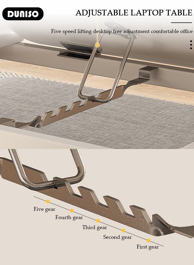 DUNISO Laptop Bed Tray Desk, Adjustable Folding Laptop Bed Table, Portable Standing Desk, Foldable Lap Tablet Desk with Cup Holder for Bed Couch Sofa Floor - Image 5