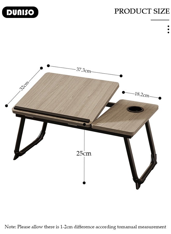 DUNISO Laptop Bed Tray Desk, Adjustable Folding Laptop Bed Table, Portable Standing Desk, Foldable Lap Tablet Desk with Cup Holder for Bed Couch Sofa Floor - Image 2
