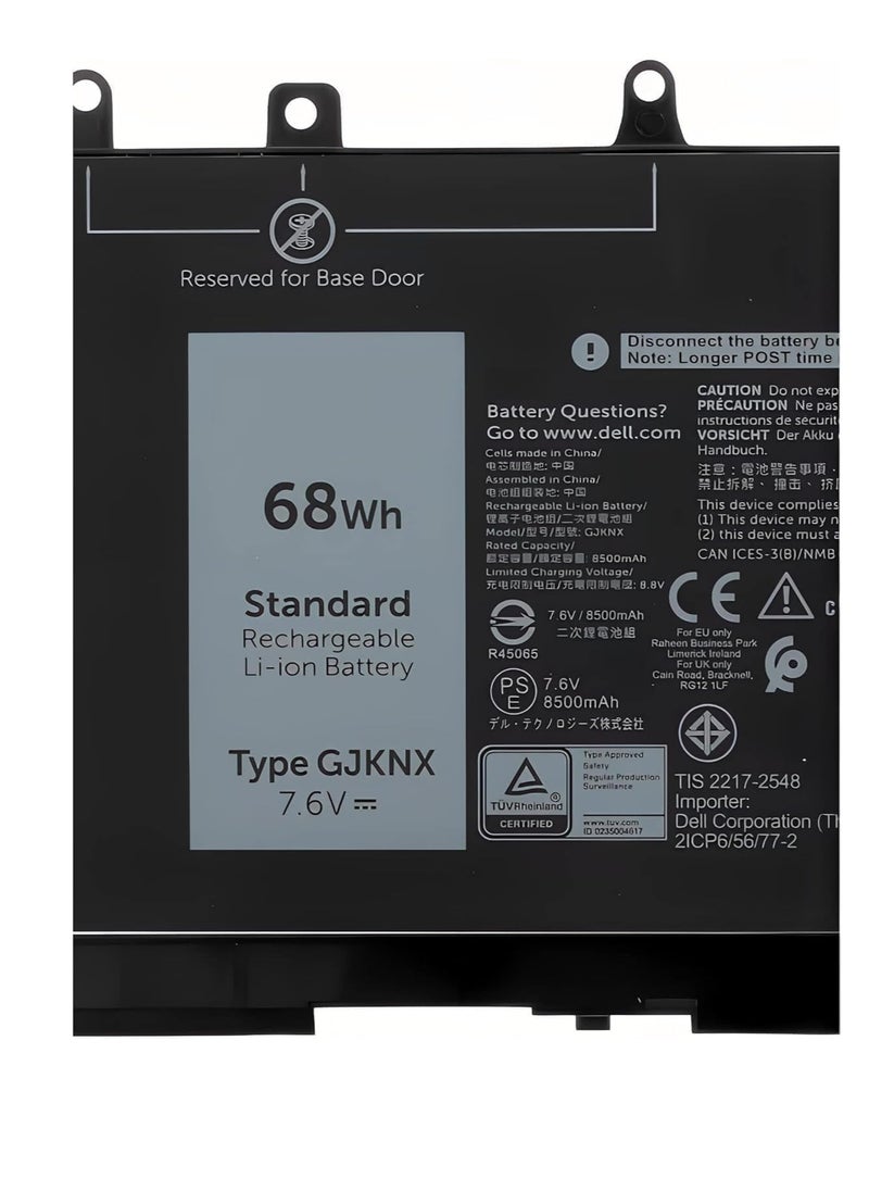 Zexen - Replacement for Dell Battery 68Wh 4 Cell 8500mAh Latitude 5580 5480 5280 5290 5590 5490 5491 5495 5591 Precision 3520 3530 Type: GJKNX - Image 1