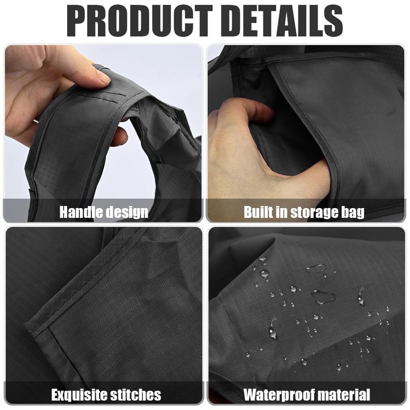 Large 50lbs Reusable Foldable Grocery Tote Bags, Eco-Friendly Washable Polyester Bags with Pocket, for Multipurpose Daily Use, Black - Image 3