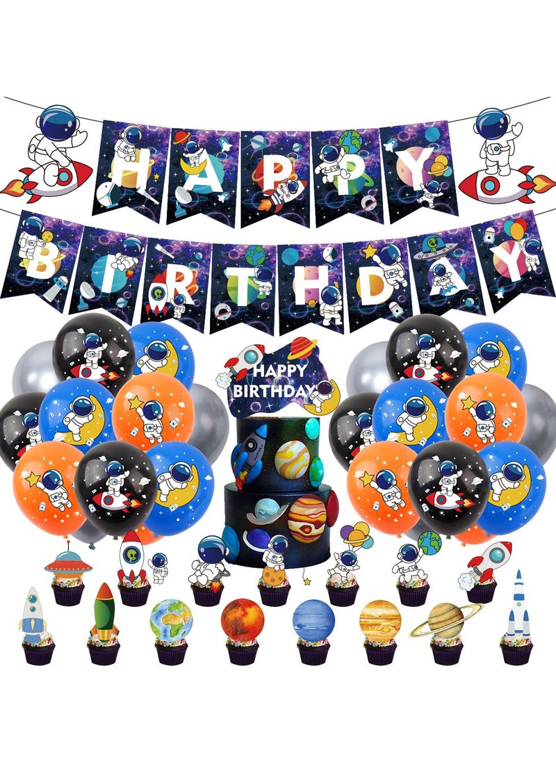 Excefore - Outer Space Party Balloons55PCS Birthday Party Decorations Universe Space Theme Supplies Astronaut Balloon Happy Birthday Banner Space Party Supplies For Decorations for Birthday Party - Image 1
