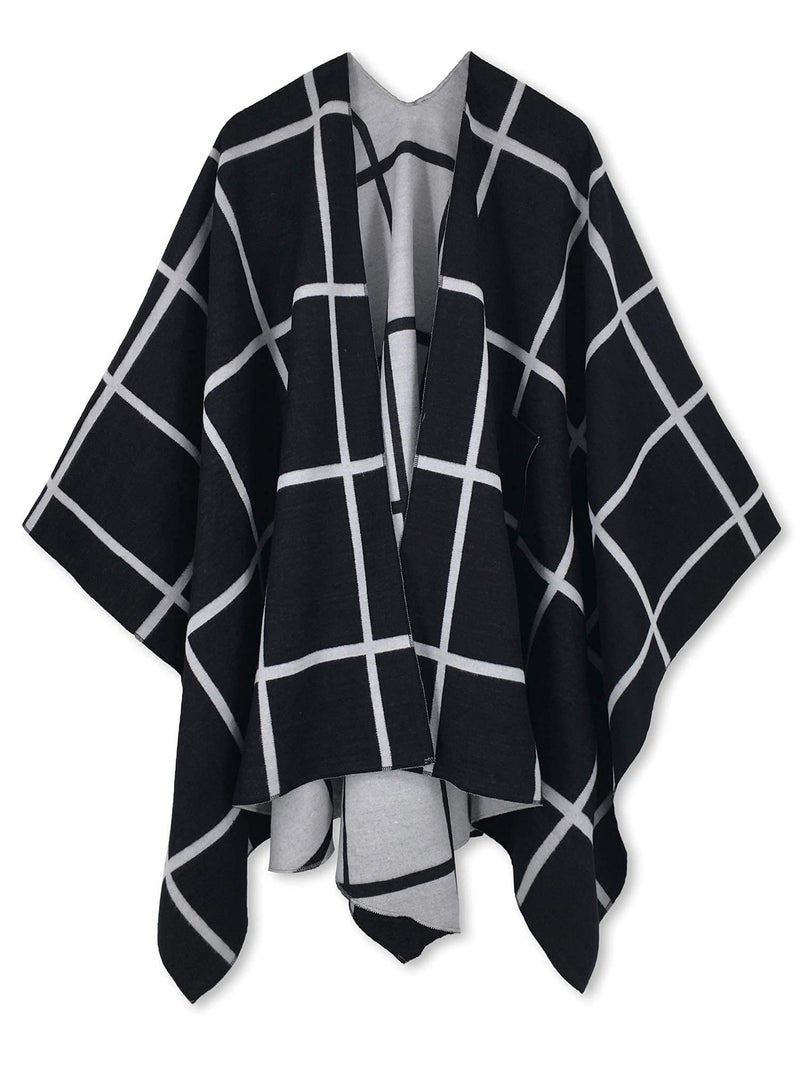 Moss Rose Women Poncho Shawl Cardigan Open Front Elegant Cape Wrap - Image 5