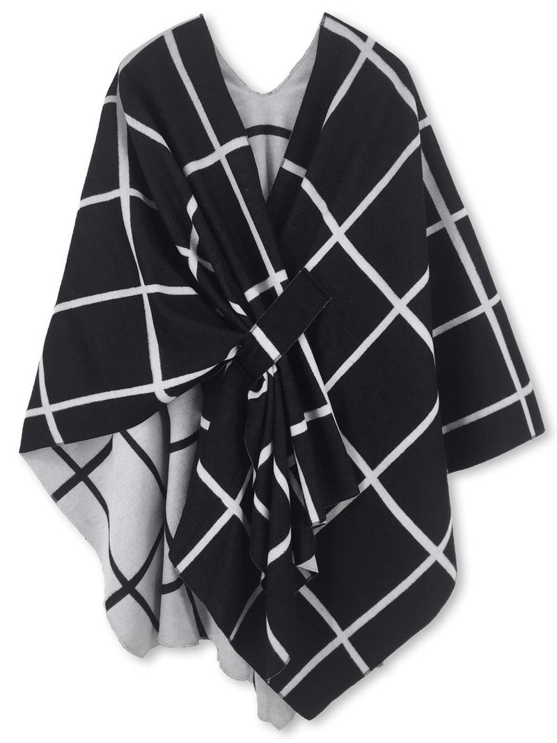 Moss Rose Women Poncho Shawl Cardigan Open Front Elegant Cape Wrap - Image 1
