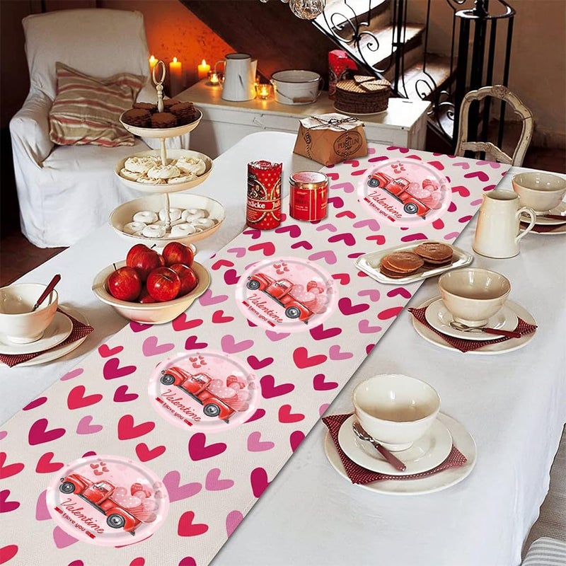 HANSAMU 24 Pieces Valentines Disposable Paper Plates Party Supplies  Car Heart Love Plates Tableware Set for Valentine Anniversary Wedding Party 9'' - Image 4