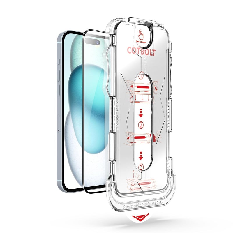Cotbolt Tempered Glass for iPhone 15 Plus/iPhone 16 Plus Screen Protector with (Easy Installation Kit) Anti Scratch, Bubble Free - Image 1