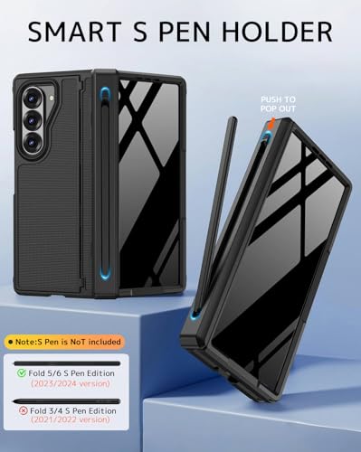 NINKI for Samsung Galaxy Z Fold 6 Case with S Pen Holder Invisible KickstandBuilt in Privacy Screen Protector and HingeShockproof Phone Cover for Samsung Z Fold 6 Case with Slim S Pen Slot Black - Image 3
