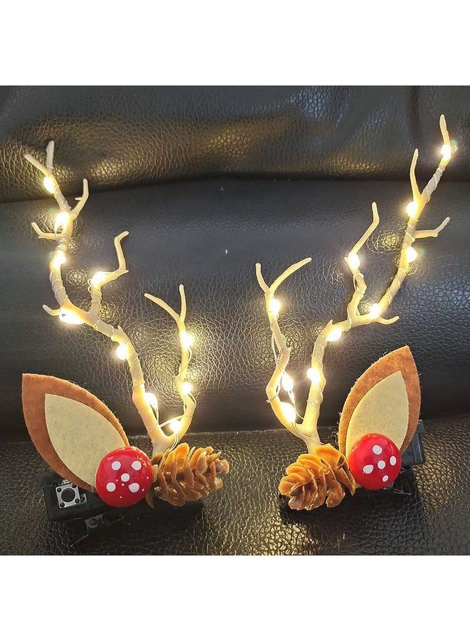 JEAIRTS Led Christmas Hair Clips Reindeer Antlers Hair Pins Branches Floal Colorful Xmas Headpiece Hair Dress Festival Elk Hair Accessories For Women And Girls - Image 1