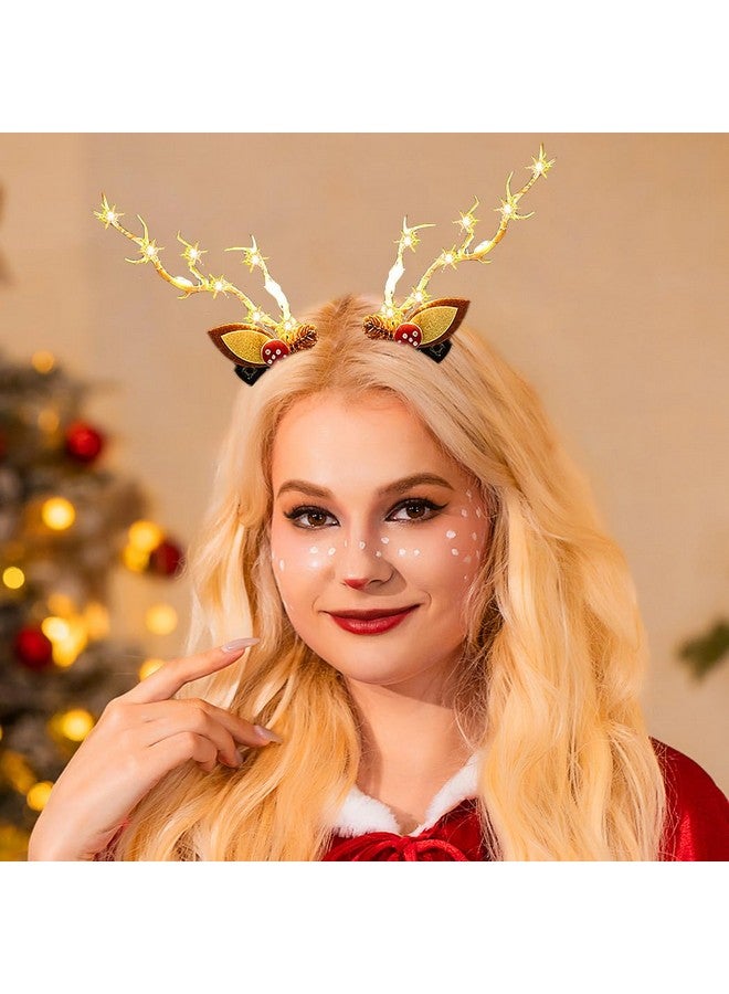 JEAIRTS Led Christmas Hair Clips Reindeer Antlers Hair Pins Branches Floal Colorful Xmas Headpiece Hair Dress Festival Elk Hair Accessories For Women And Girls - Image 2