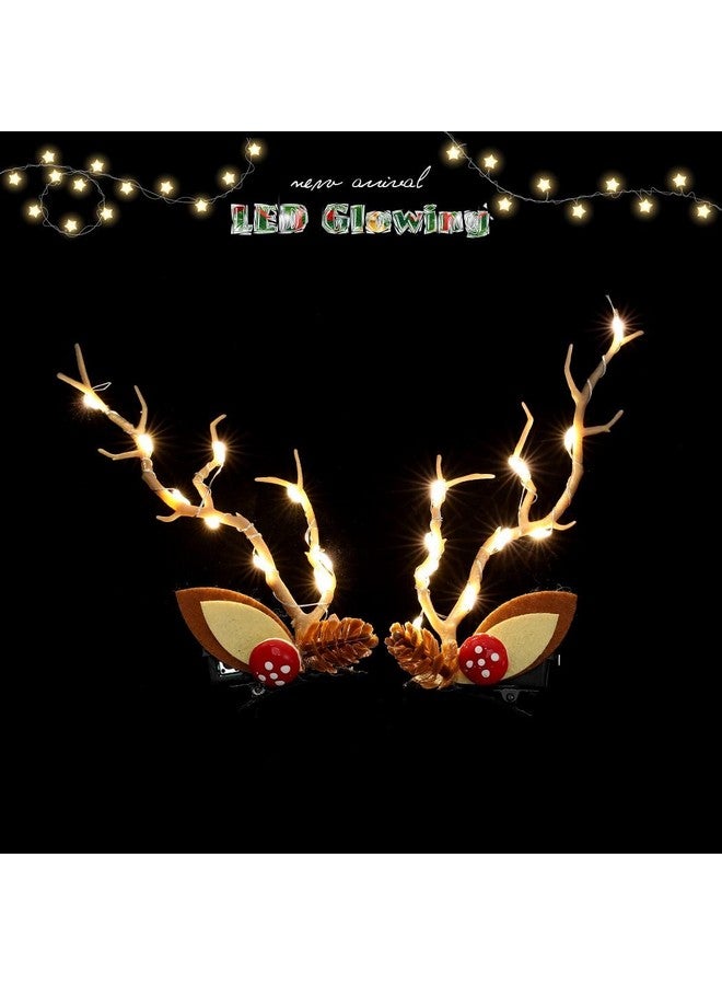 JEAIRTS Led Christmas Hair Clips Reindeer Antlers Hair Pins Branches Floal Colorful Xmas Headpiece Hair Dress Festival Elk Hair Accessories For Women And Girls - Image 5