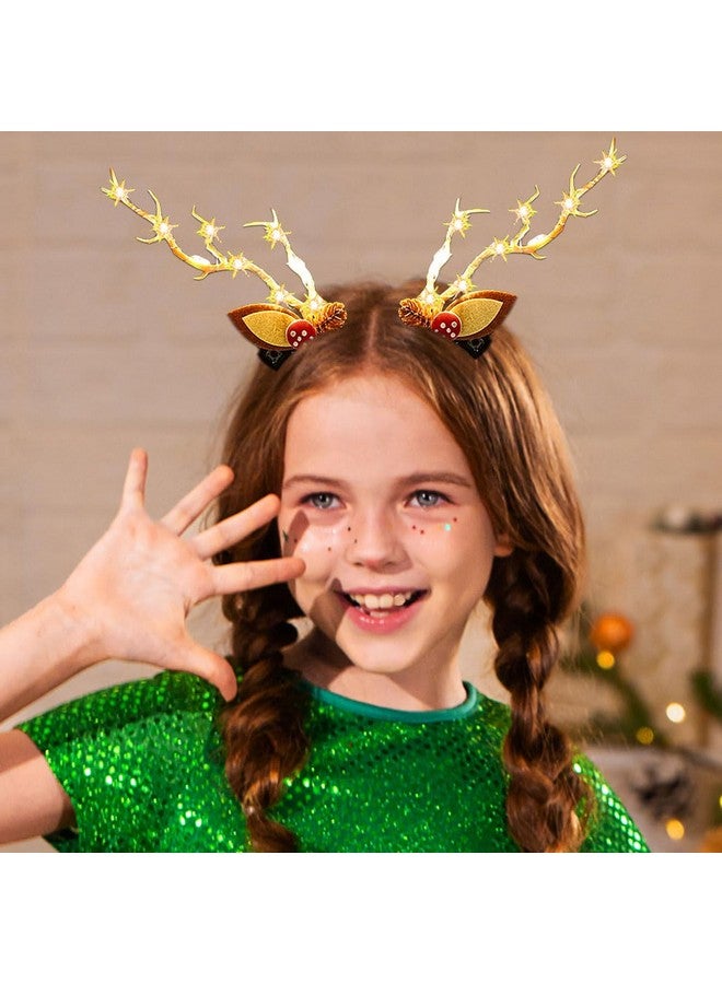 JEAIRTS Led Christmas Hair Clips Reindeer Antlers Hair Pins Branches Floal Colorful Xmas Headpiece Hair Dress Festival Elk Hair Accessories For Women And Girls - Image 4