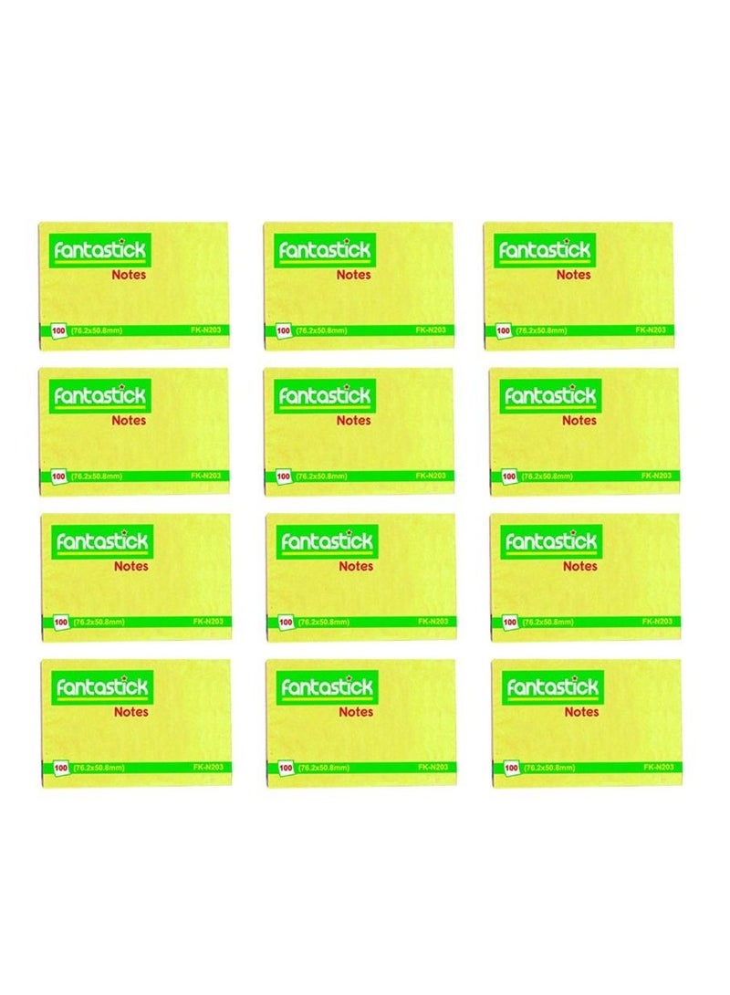 Fantastick 12-Piece Sticky Notes 2x3 Inch Size Yellow - Image 1