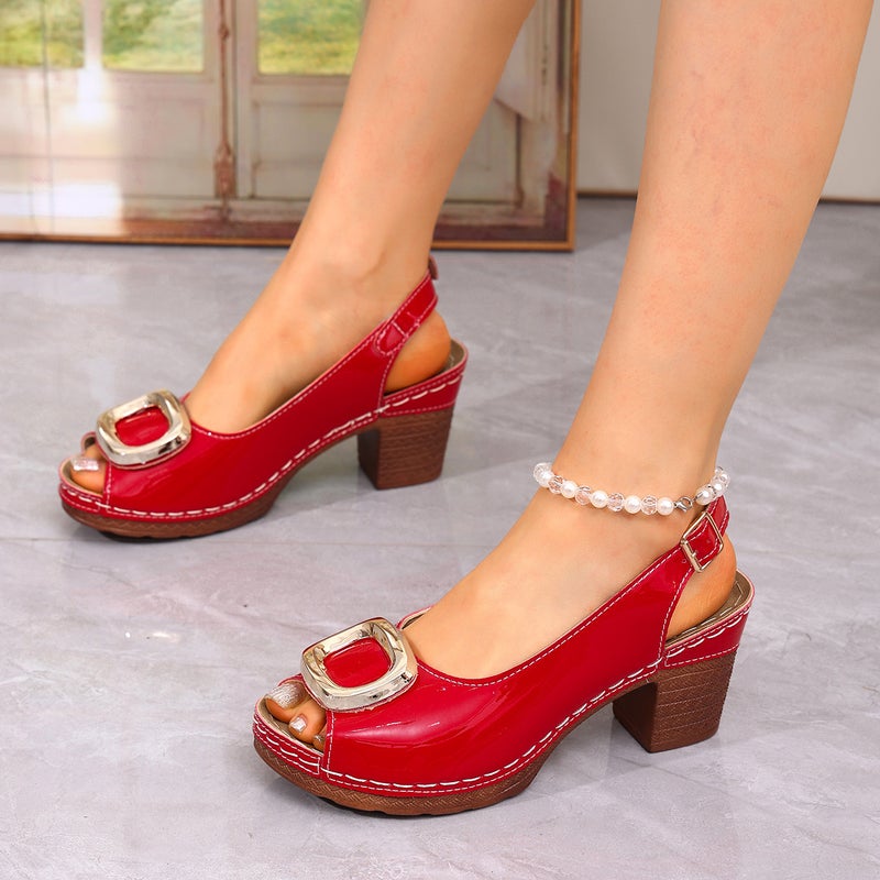 Large Size Wedge-Heeled Sandals For Women Style Metal High-Heeled Sandals And Slippers - Image 3