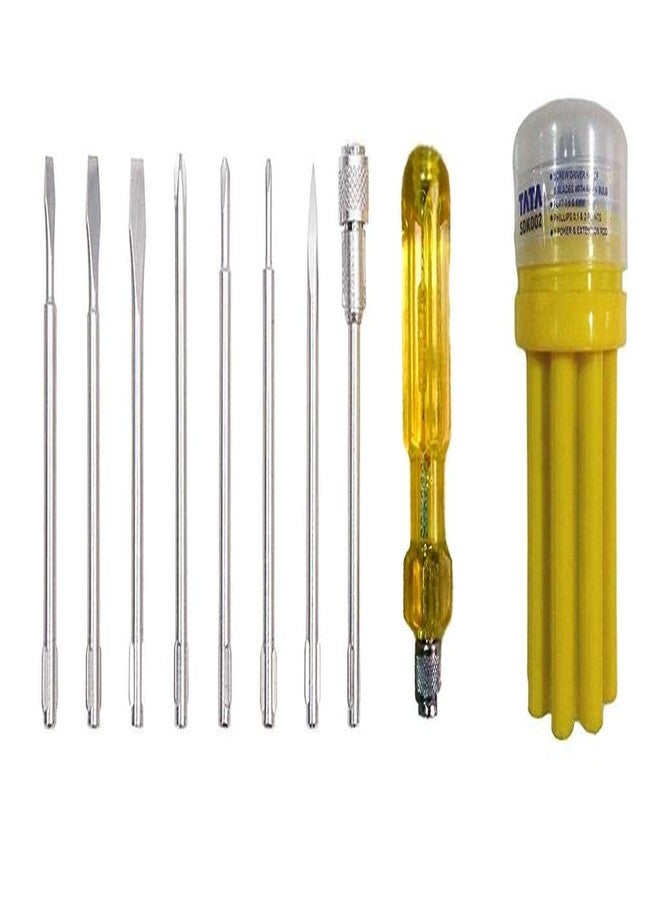 Tata Agrico 8-in-1 Screwdriver Set | Multi-Bit Hand Tool Kit | with Interchangeable Bits for Home, Office & DIY Repairs (Yellow, Set of 1)