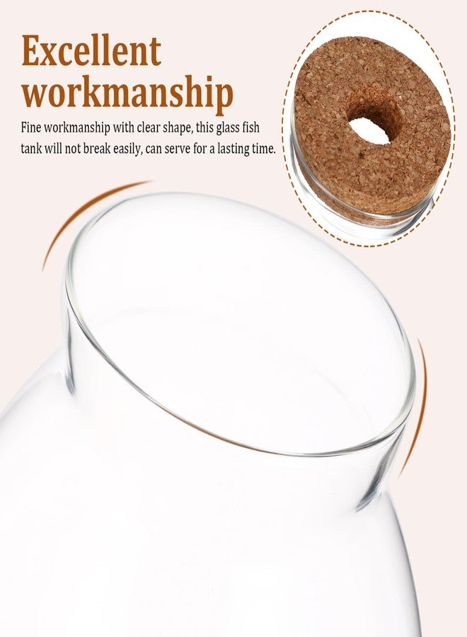 Balacoo Desktop Hydroponic Fish Bowl - Clear Glass Fish Tank with Bamboo Cushion and Wood Lid, Small Betta Fish Plants Terrarium for Home and Office Plant Decoration - Image 4