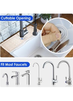 GNAFOTU 17.5 inch Silicone Faucet mat for Kitchen Sink, Upgraded 5 Slope Handle Drip Catcher Tray, Dish Soap Sponge Holder, Drying Mat for Bathroom Kitchen Sink Splash Guard Accessories  - Image 4