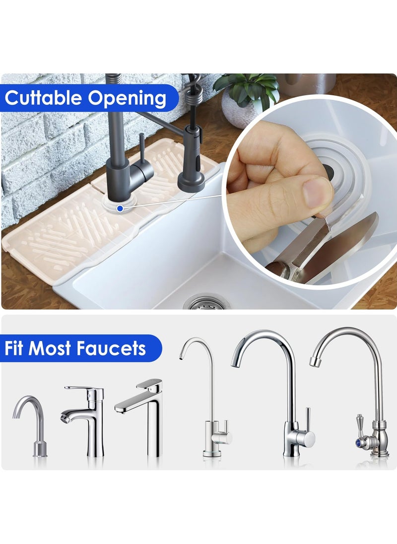 GNAFOTU 17.5 inch Silicone Faucet mat for Kitchen Sink, Upgraded 5 Slope Handle Drip Catcher Tray, Dish Soap Sponge Holder, Drying Mat for Bathroom Kitchen Sink Splash Guard Accessories  - Image 4