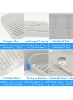 GNAFOTU 17.5 inch Silicone Faucet mat for Kitchen Sink, Upgraded 5 Slope Handle Drip Catcher Tray, Dish Soap Sponge Holder, Drying Mat for Bathroom Kitchen Sink Splash Guard Accessories  - Image 5