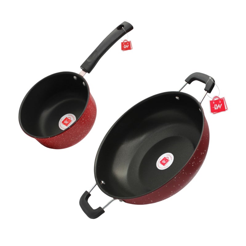 LAZYwindow Nonstick Cookware Set, Sauce Pan and Kadhai - Image 1