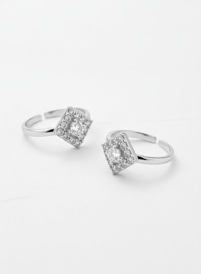 Parnika (Formerly MJ Graceful White Multi CZ Adorned Silver Toe Rings in Pure 92.5 Sterling Silver for Women (White) - Image 4