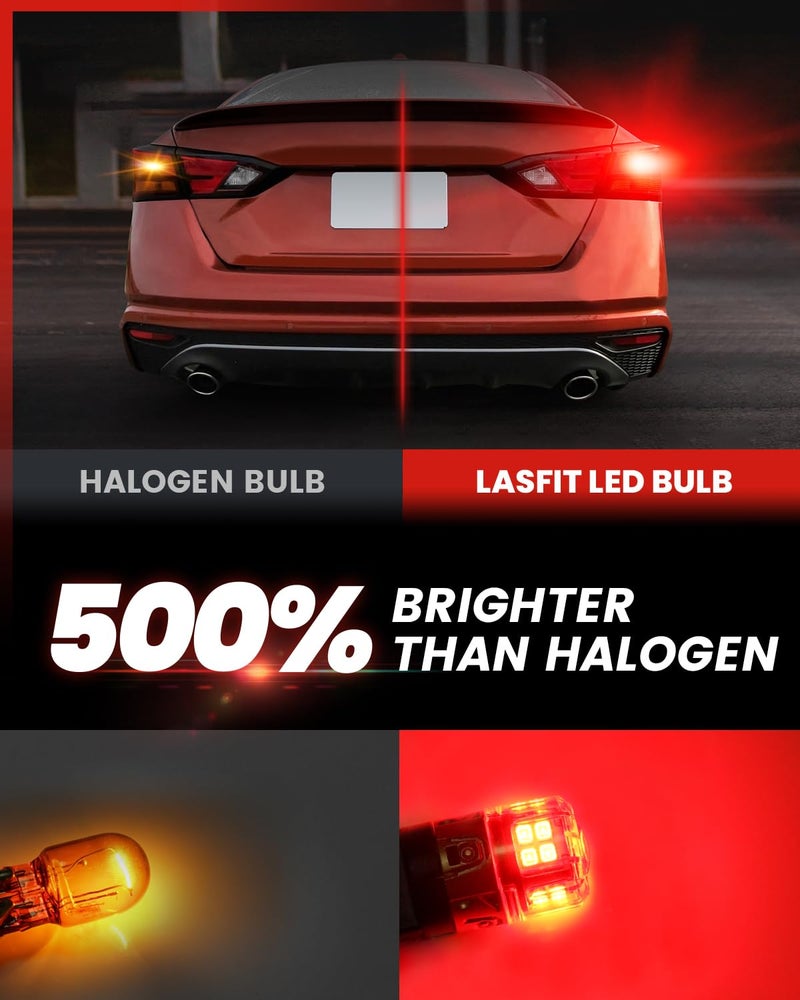 LASFIT L2 7440 7443 LED Bulbs Red Brake Light Bulb Tail Lights, Super Bright T20 7441 7444 W21W Bulb Replacement for Taillights Stop Lights, only for Standard Socket, 2pcs - Image 2