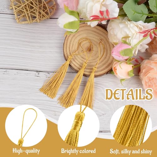 FFZDENA 100pcs Tassels for Craft, Silky Handmade Tassels, Bookmarks Tassel Craft Floss Tassel with Cord Loop, Silky Tassels Handmade Bookmark Pendant for Bookmarks,DIY Craft, Jewelry - Image 3