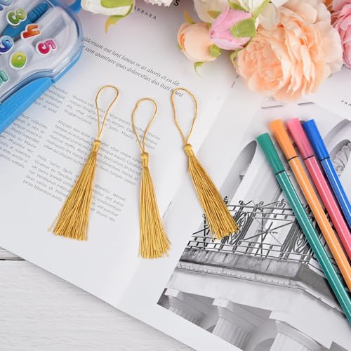 FFZDENA 100pcs Tassels for Craft, Silky Handmade Tassels, Bookmarks Tassel Craft Floss Tassel with Cord Loop, Silky Tassels Handmade Bookmark Pendant for Bookmarks,DIY Craft, Jewelry - Image 5