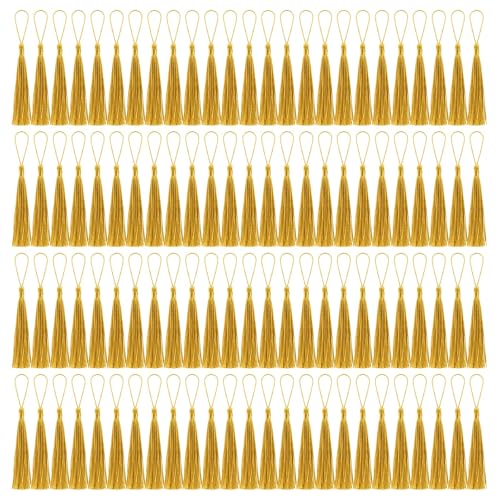 FFZDENA 100pcs Tassels for Craft, Silky Handmade Tassels, Bookmarks Tassel Craft Floss Tassel with Cord Loop, Silky Tassels Handmade Bookmark Pendant for Bookmarks,DIY Craft, Jewelry - Image 1