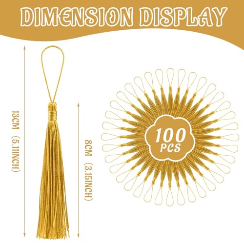 FFZDENA 100pcs Tassels for Craft, Silky Handmade Tassels, Bookmarks Tassel Craft Floss Tassel with Cord Loop, Silky Tassels Handmade Bookmark Pendant for Bookmarks,DIY Craft, Jewelry - Image 2
