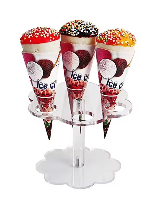 Ice Cream Cone Holder Stand Cupcake Stand with 6 Holes Capacity Clear Clear Acrylic Cone Display Stand Weddings Baby Showers Birthday Parties Anniversaries Christmas Candy Decorative - Image 1