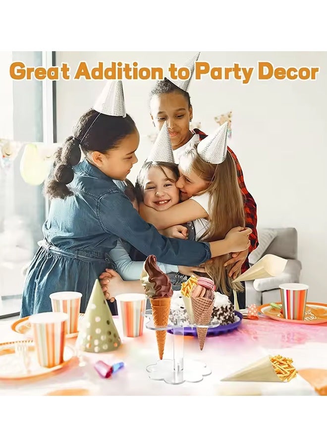 Ice Cream Cone Holder Stand Cupcake Stand with 6 Holes Capacity Clear Clear Acrylic Cone Display Stand Weddings Baby Showers Birthday Parties Anniversaries Christmas Candy Decorative - Image 5