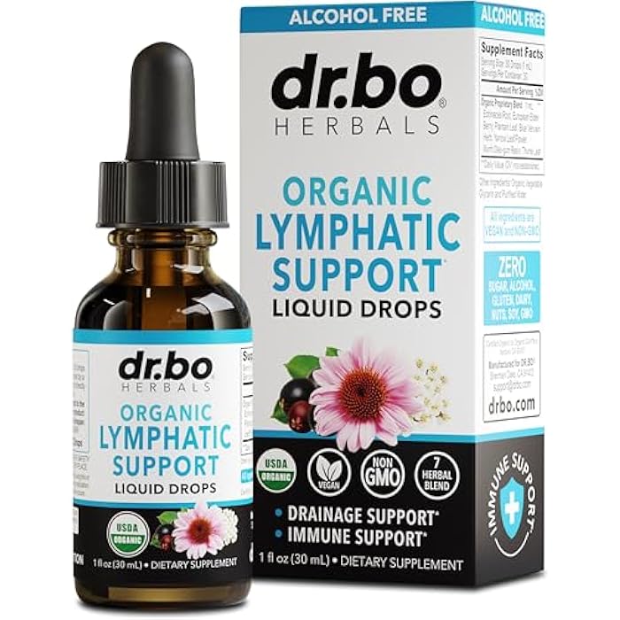 dr.bo Lymphatic Drainage Supplements Drops - Organic Lymphatic Support Liquid Drops Cleanse with Echinacea for Lymph System Support Supplement, Lymph Node Detox Cleanse System Drainage - 1oz Vegan Non-GMO - Image 1