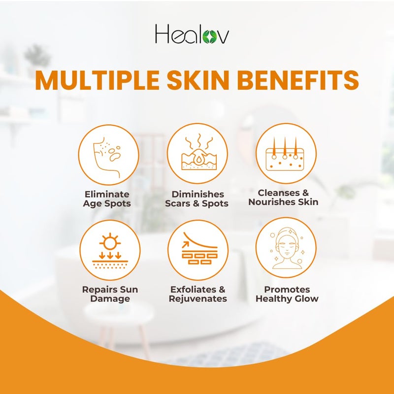 Healov Turmeric Body Wash â€“ Skin Brightening Soap for Dark Spots, Hyperpigmentation â€“ Exfoliating Turmeric Face Wash Reduces Acne, Scars, & Cleanses Skin â€“ Natural Bath Liquid Soap - Image 5