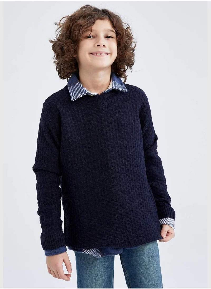 DeFacto Boy Crew Neck Long Sleeve Tricot Pullover