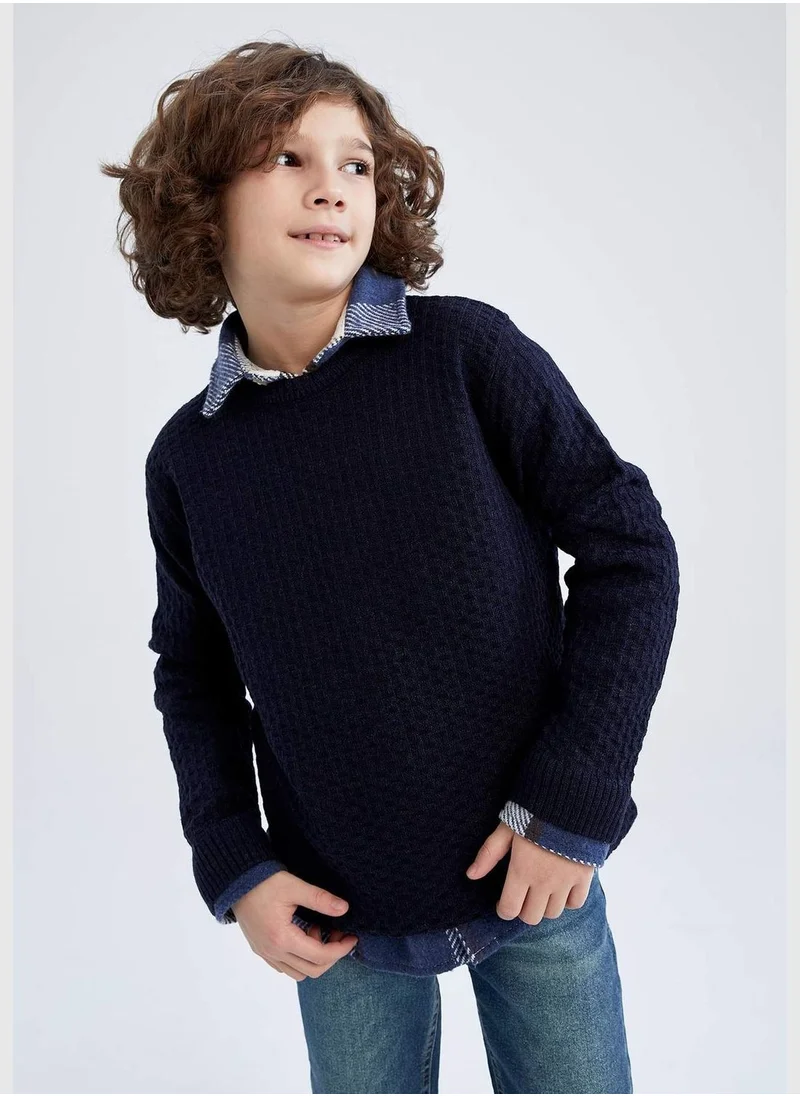 DeFacto Boy Crew Neck Long Sleeve Tricot Pullover