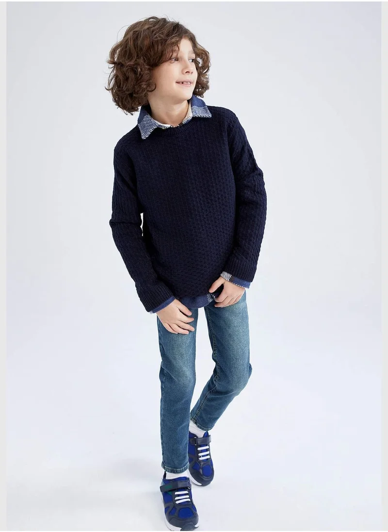 DeFacto Boy Crew Neck Long Sleeve Tricot Pullover