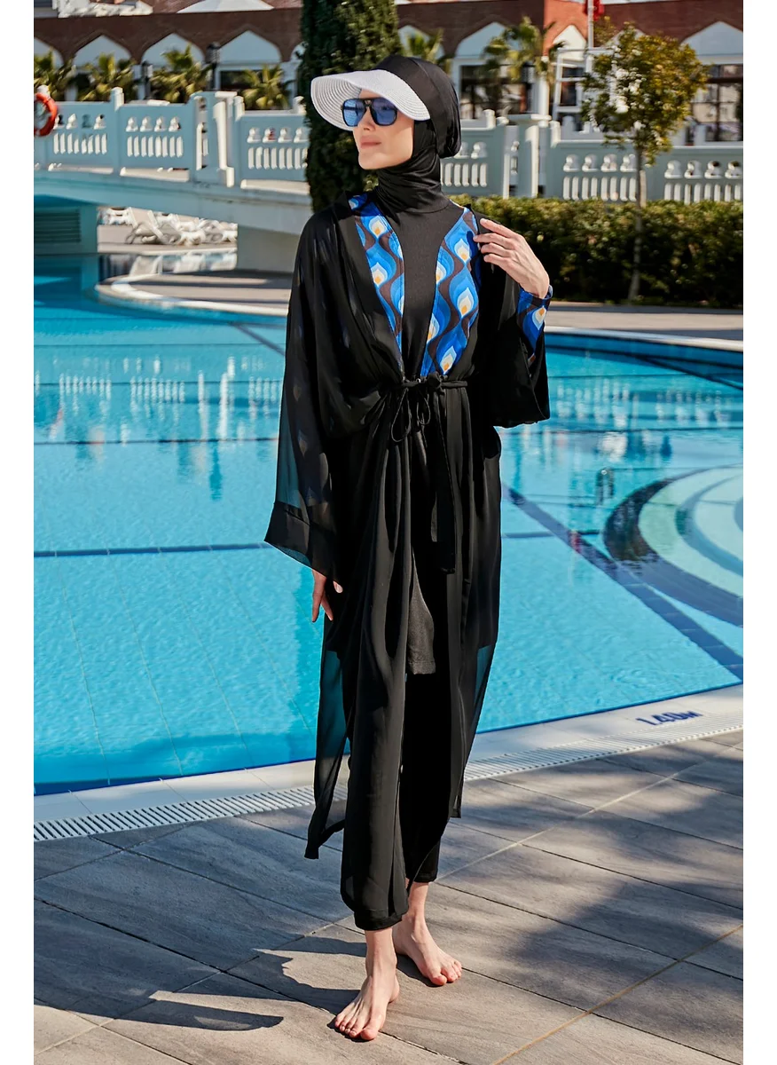 Remsa Mayo Remsa Swimsuit Remsa Modest Swimsuit Over Single Kaftan Kimono Pareo Plain Black RP004 Hatice