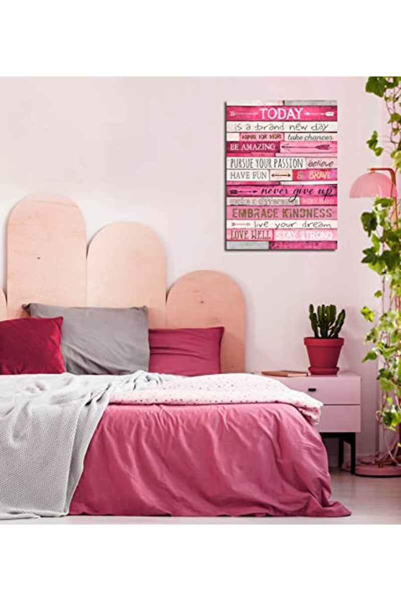 THRLVEART ALAYRA Pink Inspirational Wall Art - Office Wall Decor for Women - Motivational Posters for Teens - Stretched and Framed Ready to Hang Size 24" W x 16" H - Image 2