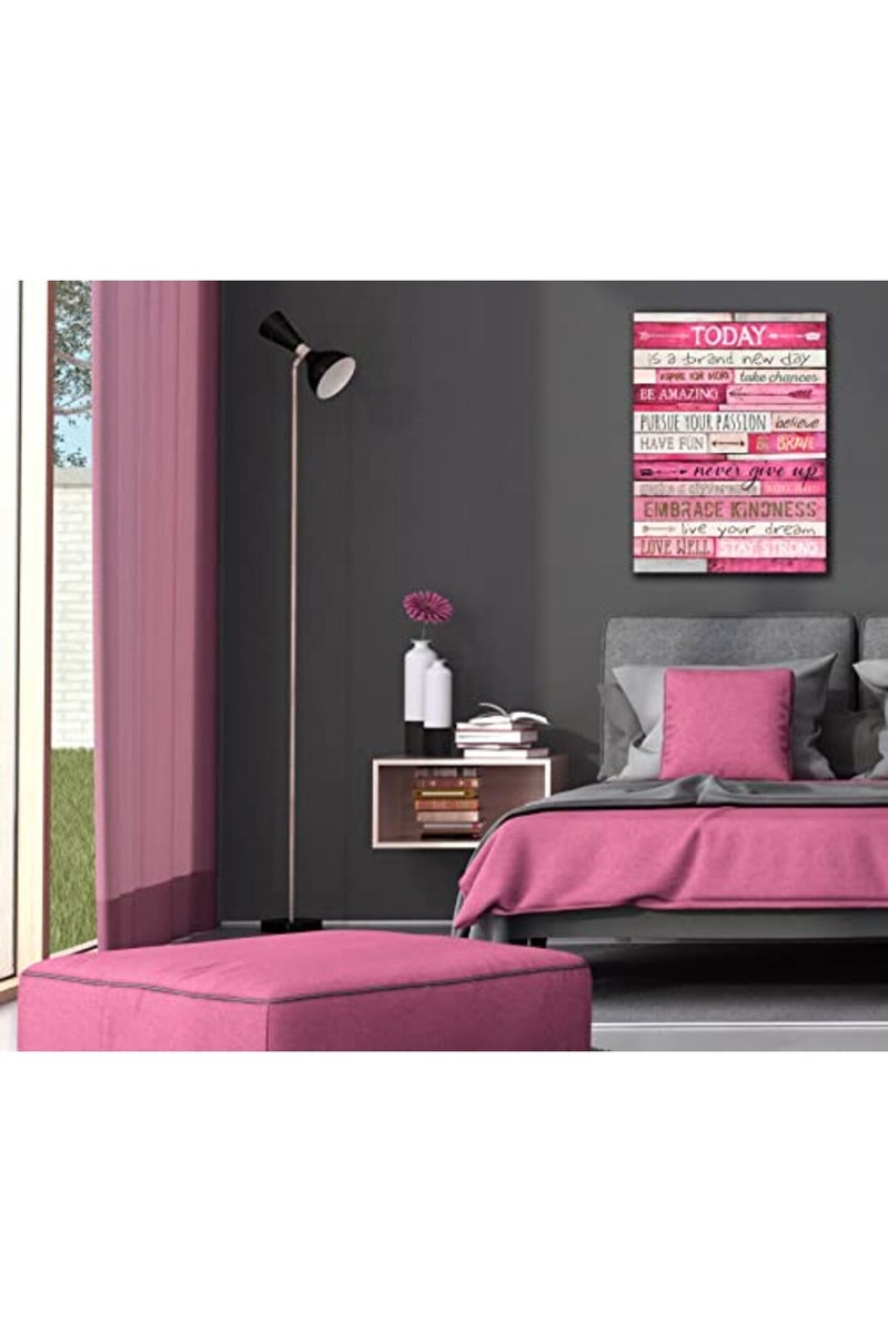 THRLVEART ALAYRA Pink Inspirational Wall Art - Office Wall Decor for Women - Motivational Posters for Teens - Stretched and Framed Ready to Hang Size 24" W x 16" H - Image 5