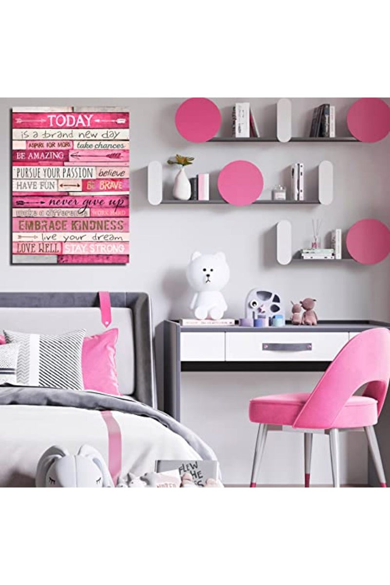 THRLVEART ALAYRA Pink Inspirational Wall Art - Office Wall Decor for Women - Motivational Posters for Teens - Stretched and Framed Ready to Hang Size 24" W x 16" H - Image 3