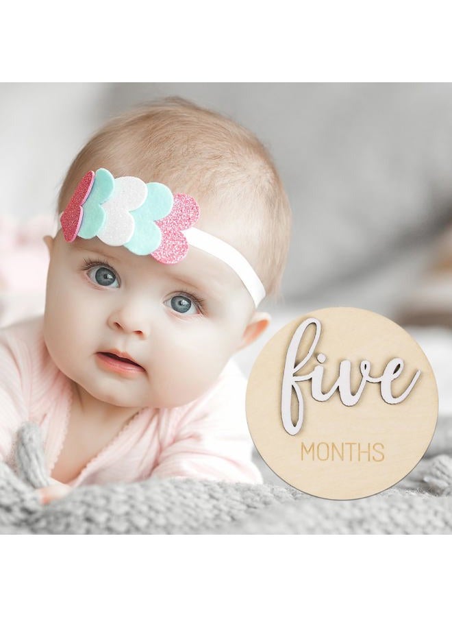 Giftacity Milestone Wooden Circles for Monthly Baby: Newborn Age Milestone Signs Cards for Hospital - Month Markers Discs for New Boys and Girls - Image 4