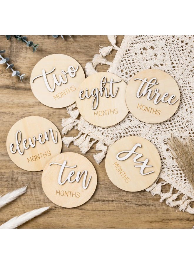 Giftacity Milestone Wooden Circles for Monthly Baby: Newborn Age Milestone Signs Cards for Hospital - Month Markers Discs for New Boys and Girls - Image 1