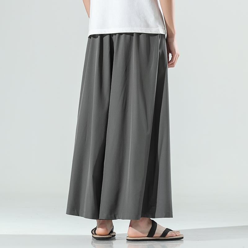 Chinese Style Ice Silk Casual Pants for Men Black - Image 2