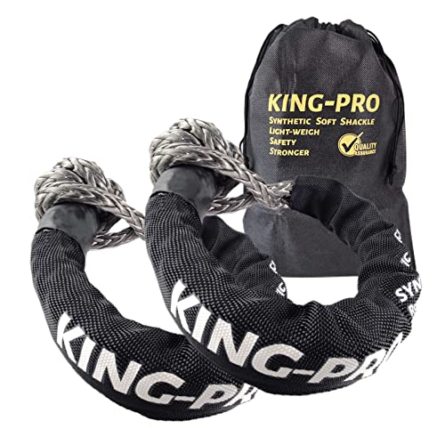 KING-PRO Synthetic Soft Shackle 1/2"x24" Soft Shackle 42,000lbs Breaking Strength Recovery Rope Shackle with Protective Sleeves for Full-Size Truck Large SUVs Offroad Vehicels 2-Pack (Black-Gray) - Image 1