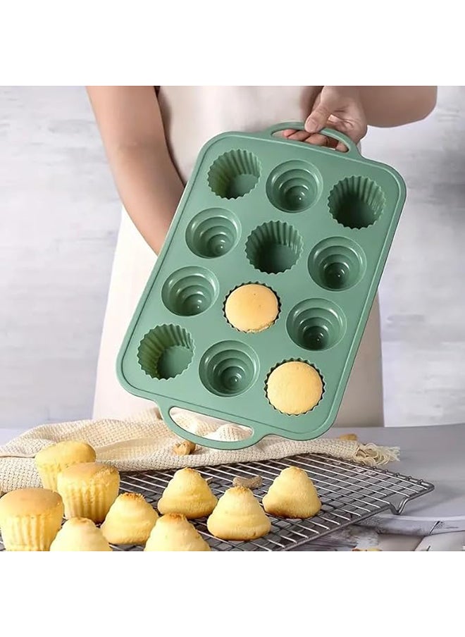 CC Bin Shihon Silicone Cupcake Mold with 12 Cups Assorted Shapes 31 * 23 * 4.3cm | Silicone Muffin Pan | Perfect Baking Tools for Cupcakes, Jelly, Gelatin, Baking, Cake | Easy to Use Non-Stick Cake Pan  - Image 5