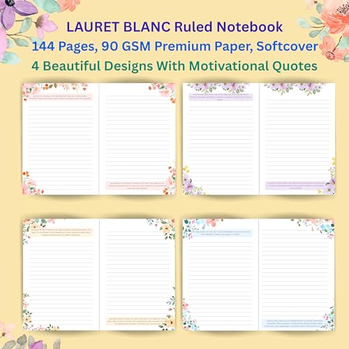 LAURET BLANC Ruled Notebook - A5 Size, 144 Ruled Pages, 90 GSM, Paperback (Make It Happen.) - Image 2