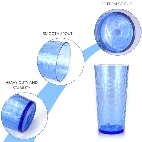 Yalin 24-Ounce Plastic Tumbler Acrylic Drinking Glasses, Reusable Plastic Cups, Stackable, BPA-Free, Shatter Proof, Dishwasher Safe, Set of 8 (Blue) - Image 3