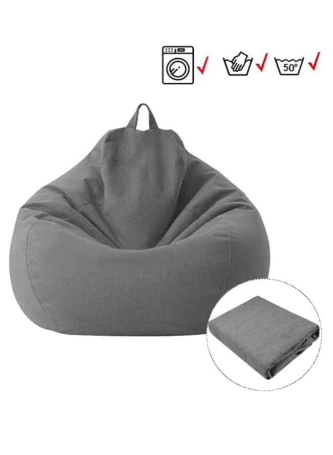 جمورو غطاء كرسي بين باج (بدون حشوة)، بديل من القطن والكتان لأريكة الاسترخاء بدون حشوة، المقاس بعد الحشو: 80×80×90 سم - Image 1